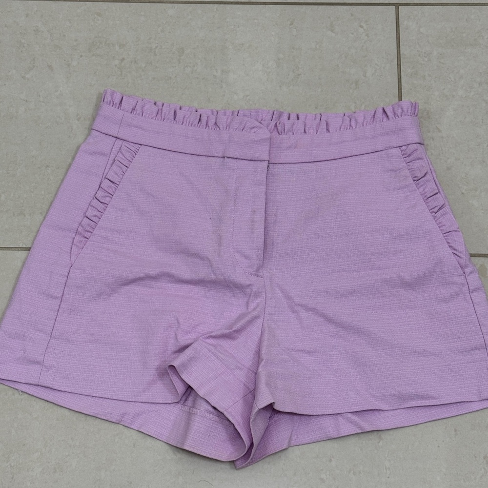 J. Crew Women's High Waist Lilac Shorts with Ruffle Details